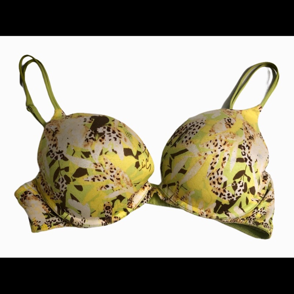 Victoria Secret Push Up Bra Green Floral Bra